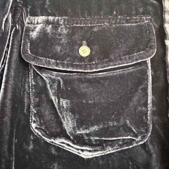 J Crew Crushed Velvet Classic Cut Y2K Blue/Purple Full Button Up Top with Collar - Picture 2 of 10